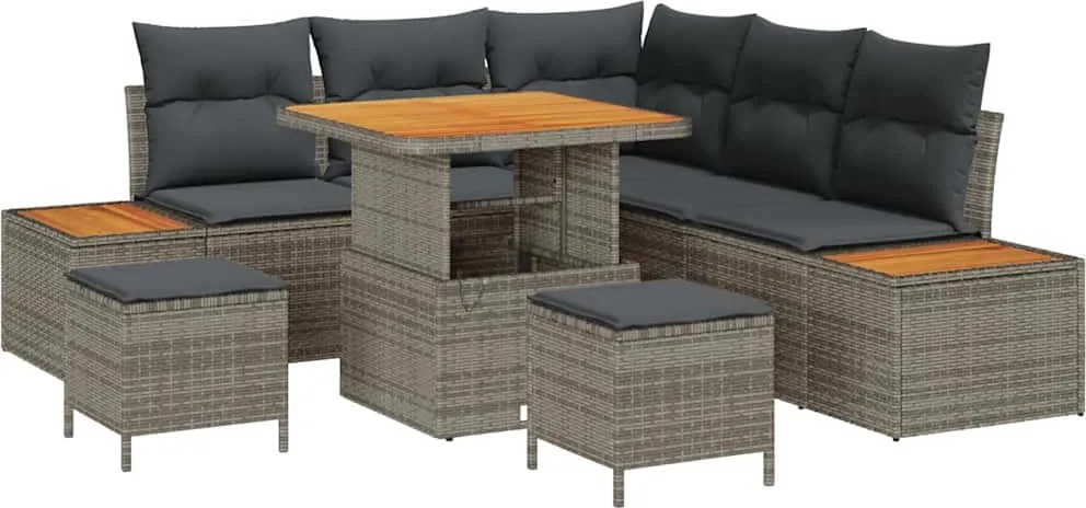 vidaXL Set de canapele pentru grădină 8 pcs Gri poliratan