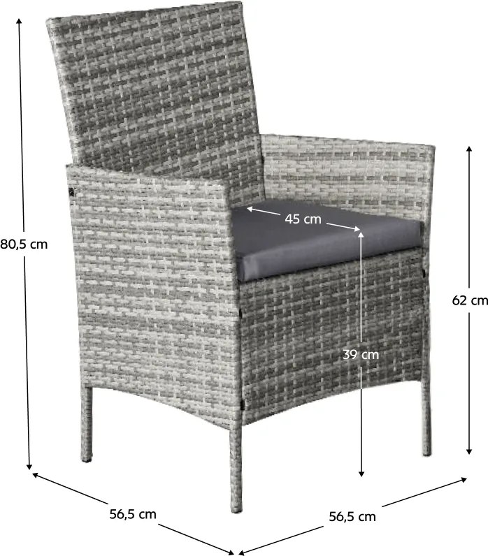 Set 4 piese din ratan, pentru grădină, gri, RATANA