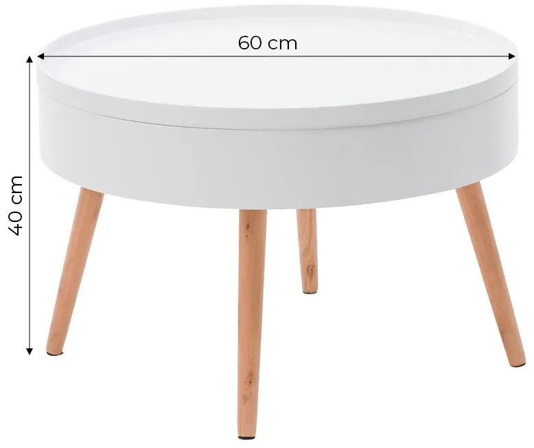 Masă de cafea rotundă cu depozitare 60 cm