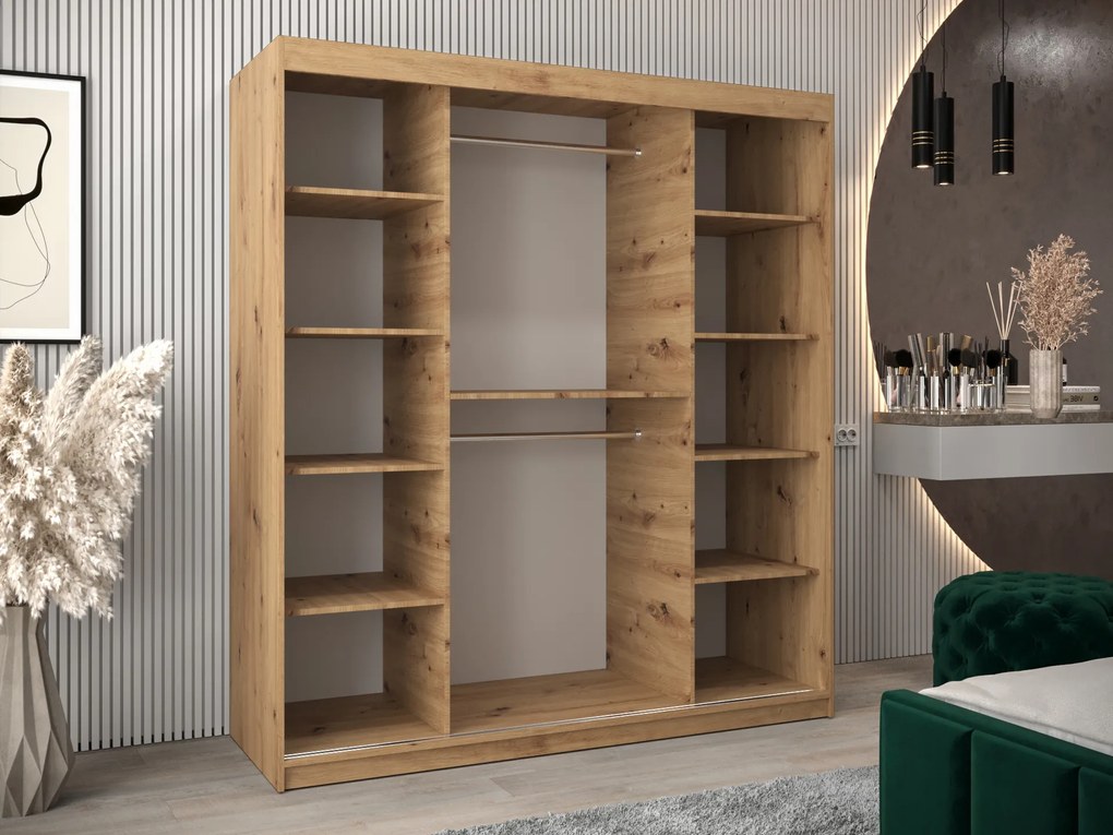 Dulap de haine 180 cm Eclipse (Stejar artisan + Alb mat). 1063421
