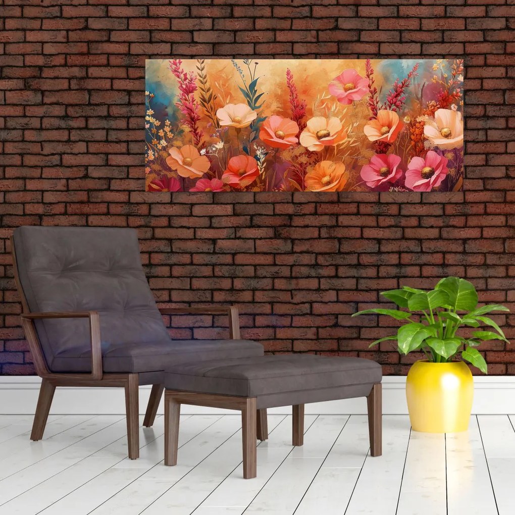 Tablou - Flori de pajiște, pictură (120x50 cm)