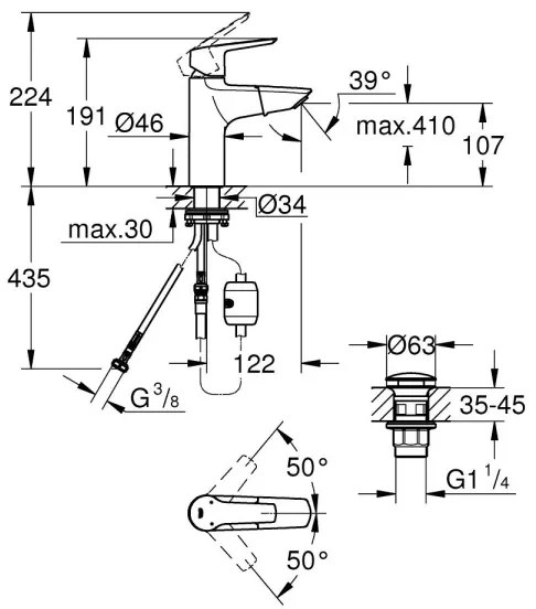 GROHE START 24205003 – Baterie pentru lavoar DN 15, mărime M, crom lucios