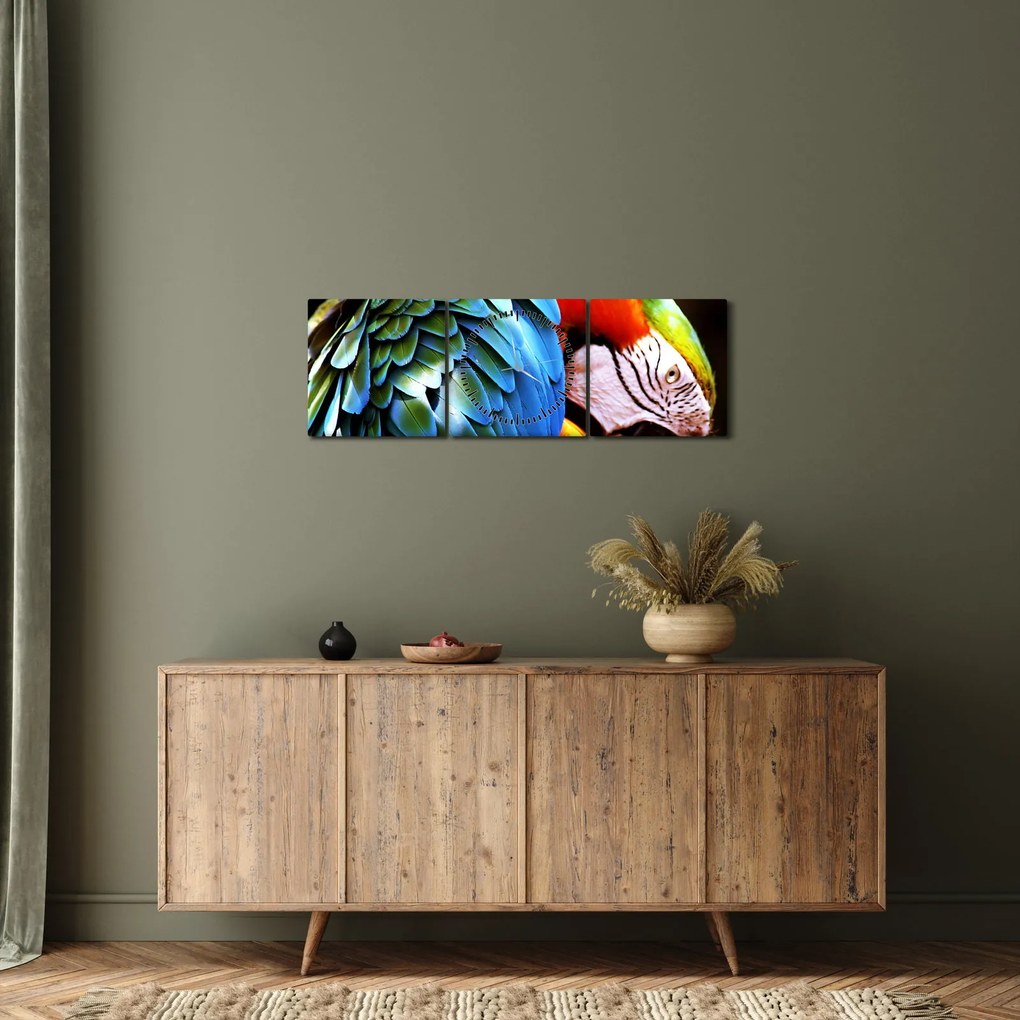 Tablou - Papagal (cu ceas) (90x30 cm)