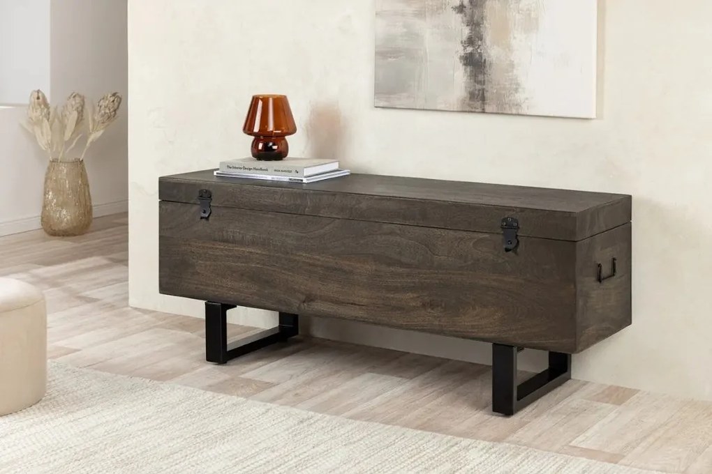 Cufar din lemn Factory Loft 115cm, maro taupe A-46414 VC