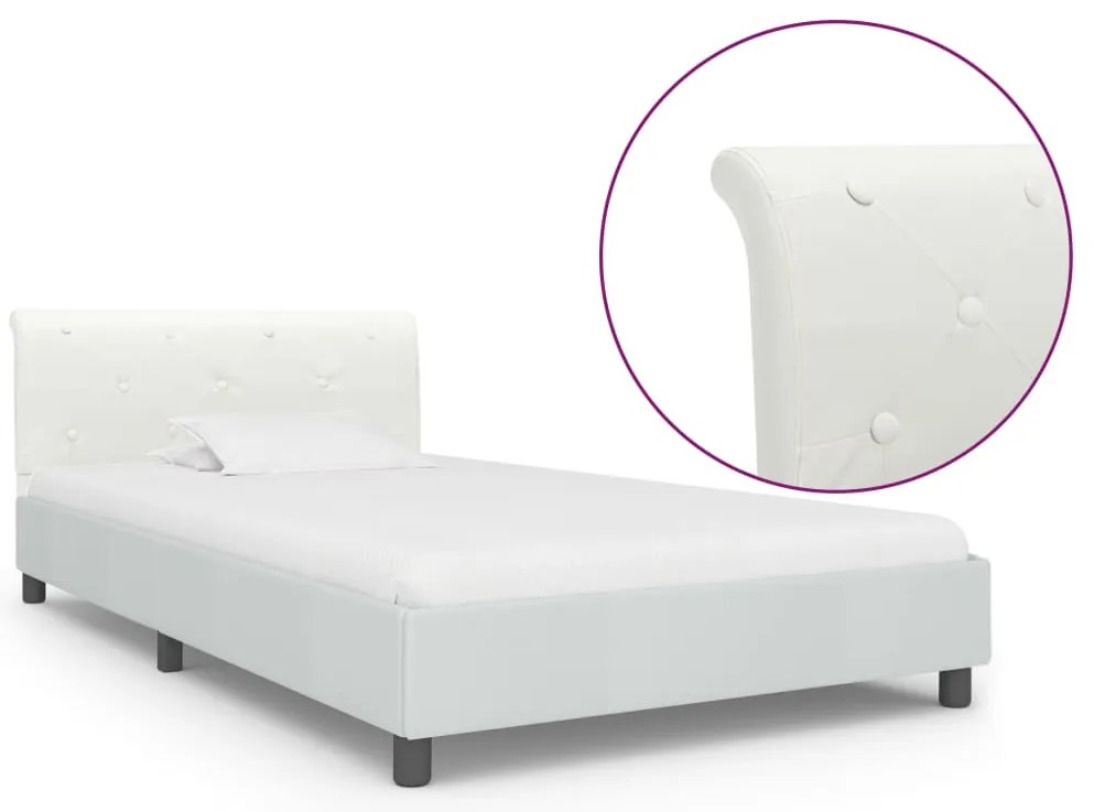 vidaXL Cadru de pat, alb, 100 x 200 cm, piele ecologică