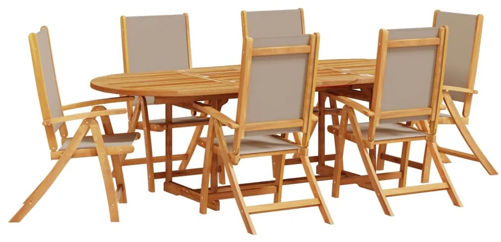 3279318 vidaXL Set mobilier de grădină, 7 piese, lemn masiv acacia/textilenă