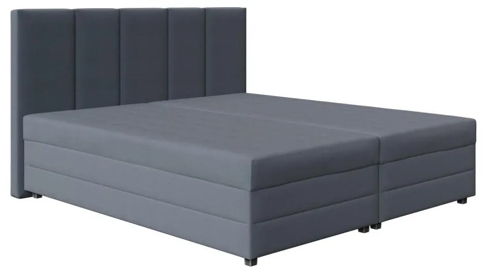 Pat tapițat ISABEL 180x200 cu saltea cu arcuri și spațiu de depozitare, gri