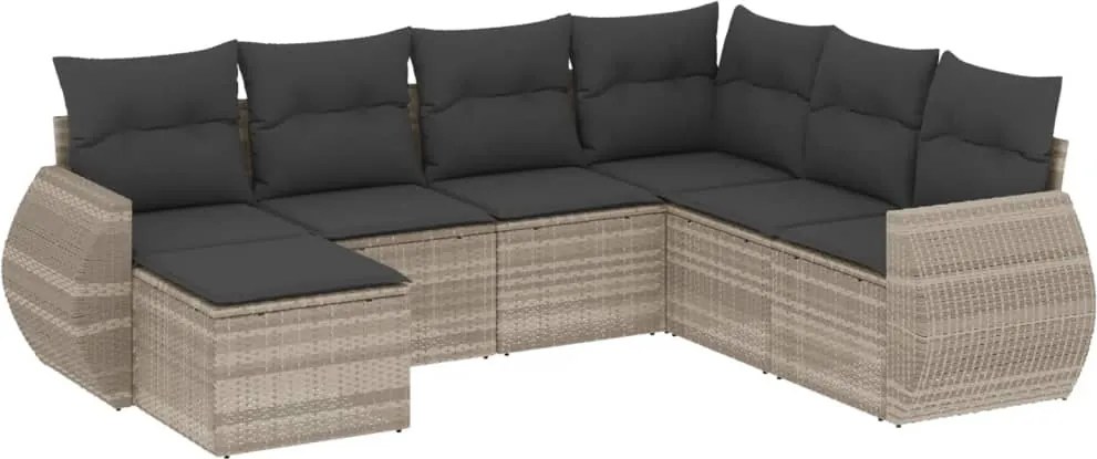 vidaXL Set canapele de grădină cu perne, 7piese gri deschis poliratan