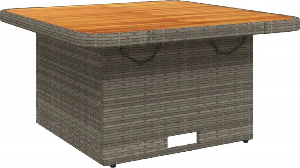 vidaXL Masă de grădină, gri, 80x80x71 cm, poliratan și lemn de acacia