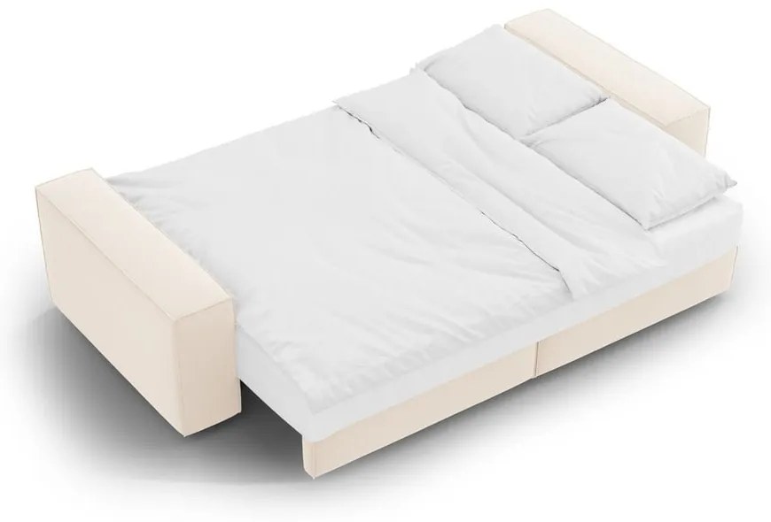 Canapea bej extensibilă/cu spațiu de depozitare cu tapițerie din catifea 247 cm Jodie – Micadoni