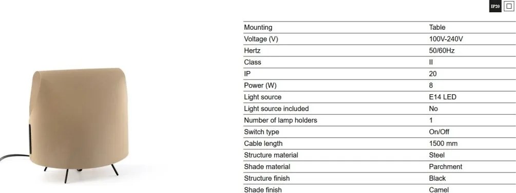 Lampa de masa decorativa LUANG XS negru/camel