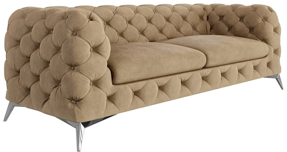 Canapea maro deschis cu tapițerie din catifea 225 cm Chelsea – Ropez