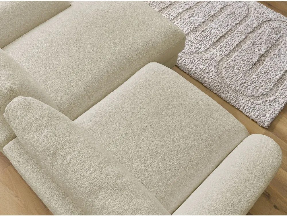 Colțar bej cu tapițerie din țesătură bouclé (cu colț pe partea dreaptă/cu șezlong) Leonore – Bobochic Paris