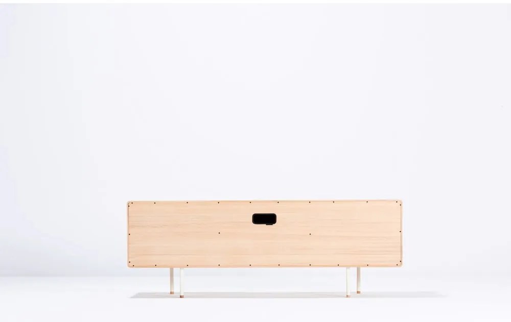 Comodă TV albă/în culoare naturală din lemn de stejar 180x64 cm Fina – Gazzda