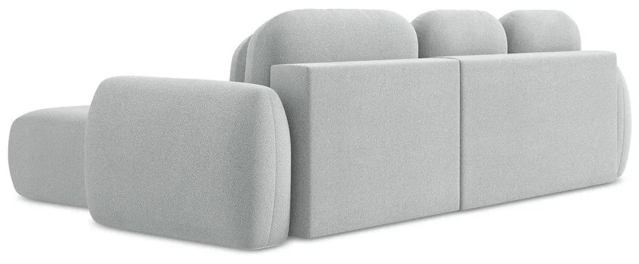 Colțar gri deschis extensibil/cu spațiu de depozitare cu tapițerie din țesătură bouclé (cu colț pe partea dreaptă/cu șezlong) Pele – Makamii