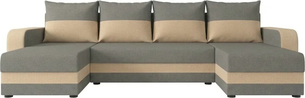 Coltar extensibil in forma de U VALERIO, gri deschis/bej, 305x140 cm