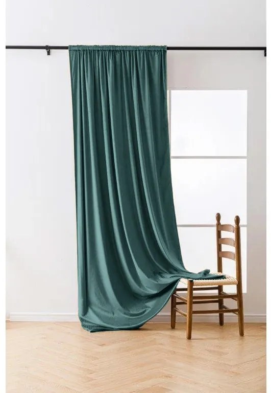 Draperie opaca VELVET 140x250 cm, turcoaz Agatat: Inele metalice