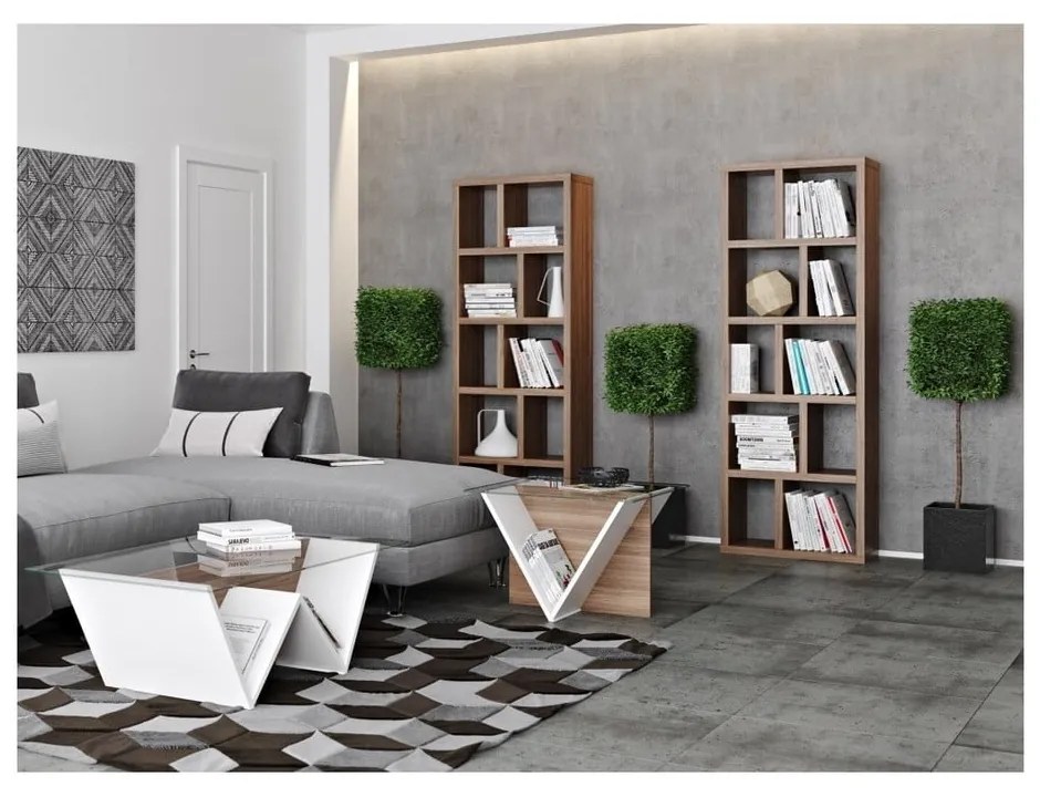 Bibliotecă în culoare naturală cu aspect de lemn de nuc 70x198 cm Berlin – TemaHome