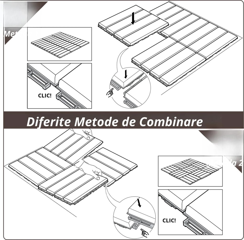 Outsunny Set Plăci de Gresie pentru Pavaj Terasă 30x30x2cm 0.81mq Maro | Aosom Romania