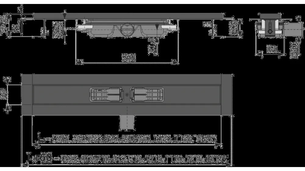 Dus de dus 145 cm, cu margine pentru grila perforata, negru mat 1450 mm