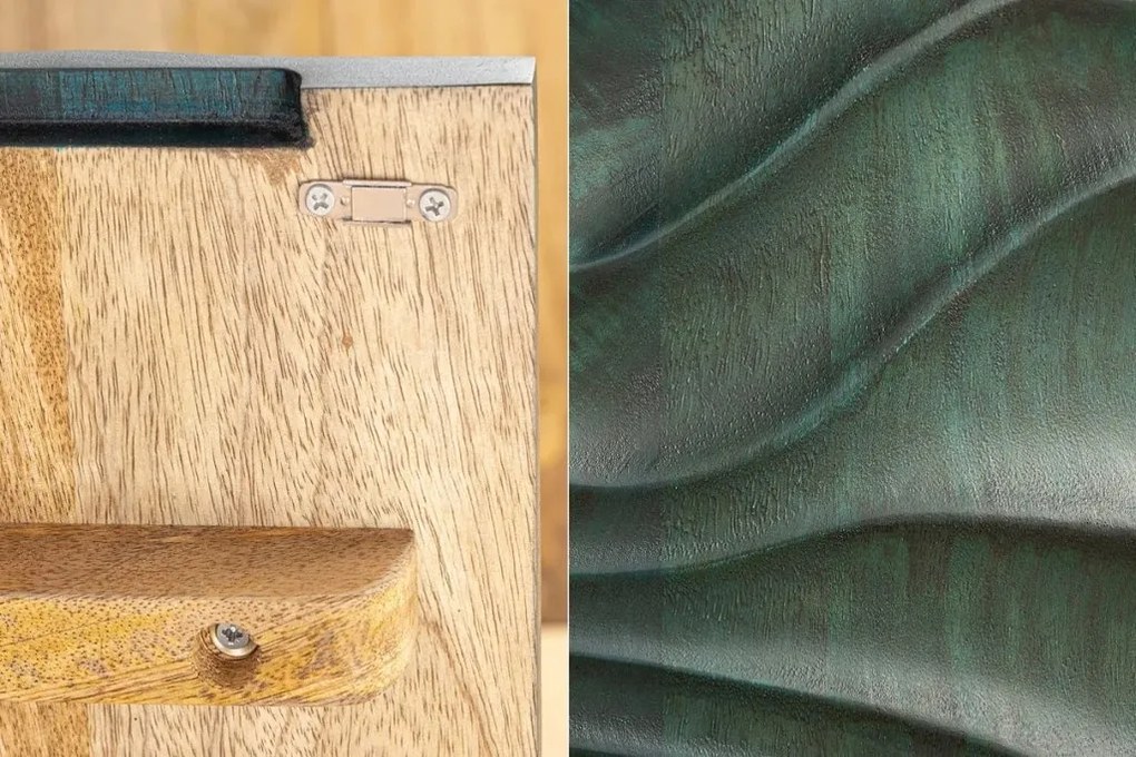 Comoda cu fronturi 3D design ondulat WAVE 160cm, turcoaz