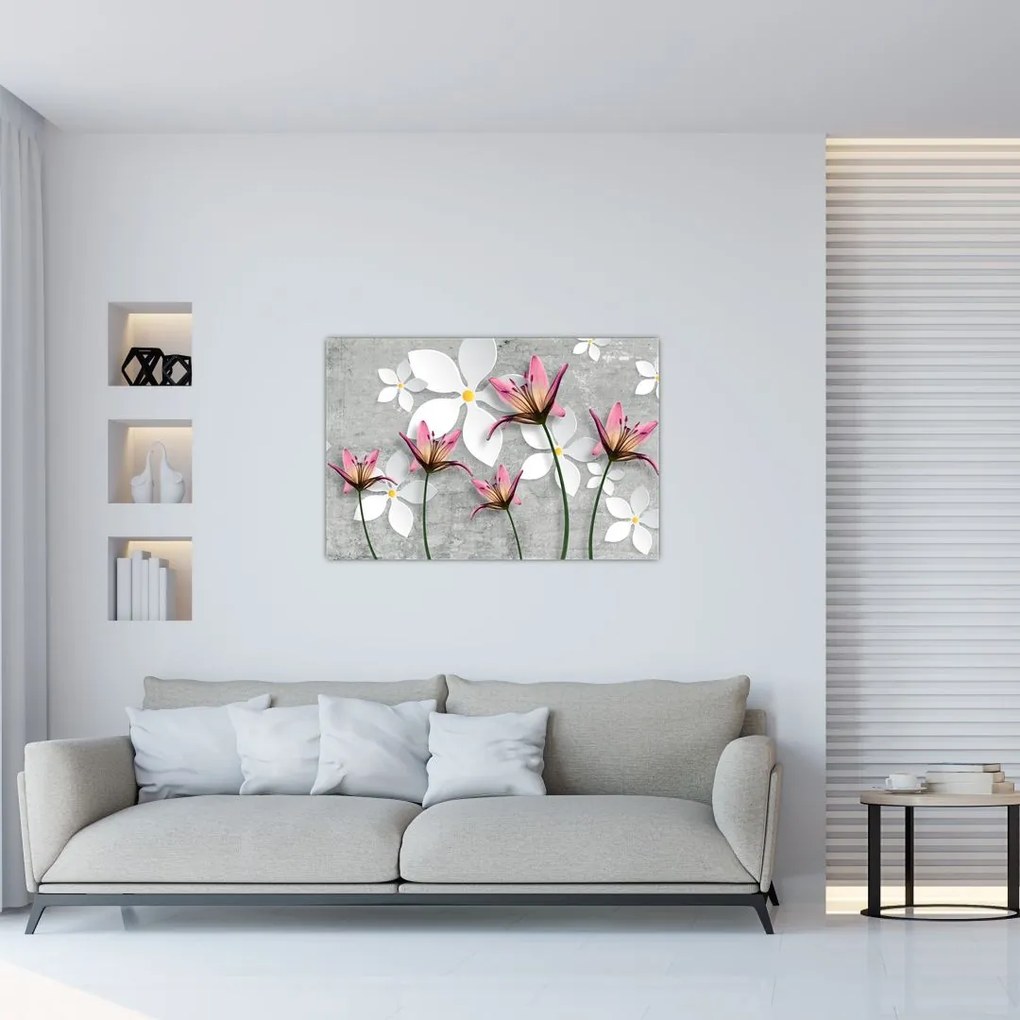 Tablou cu abstracție florală (90x60 cm)