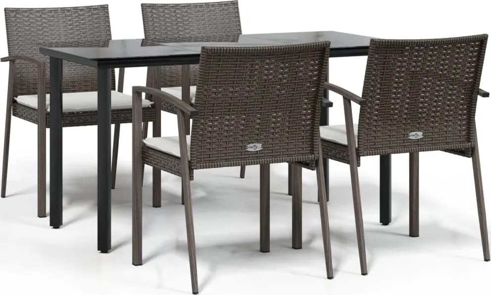 vidaXL Set mobilier de grădină cu perne, 5 piese, poliratan și oțel