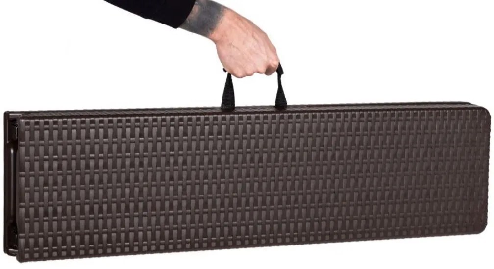 Set catering masă + 2 bănci 180cm Brown Rattan