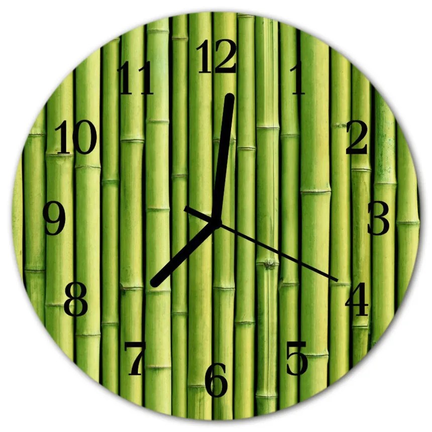 Ceas de perete din sticla rotund Bamboo Bamboo Green