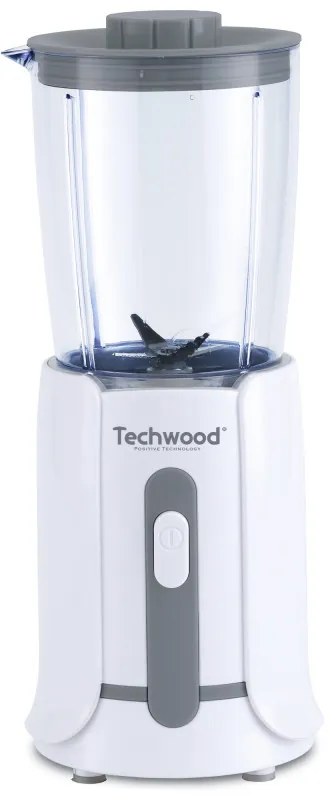 Mini blender Techwood TBL-201, 300W, 0.5 L, Cutite otel, Alb