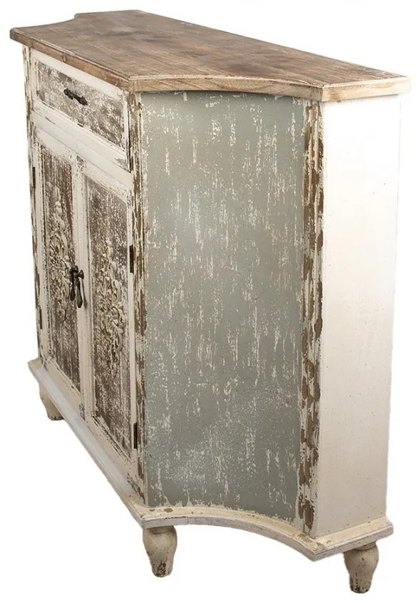 Comoda bej, din lemn masiv, aspect vintage, Maisonette