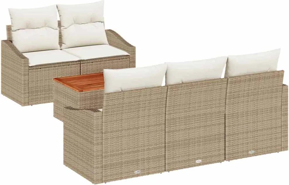 vidaXL Set de canapele pentru grădină 6 pcs Bej și crem poliratan