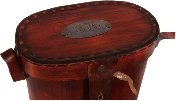 Binoclu marin decorativ din alamă și piele, maro, cu toc din piele, aspect vintage, finisaj antichizat, 14 x 14 x 8 cm, „Capitaine”