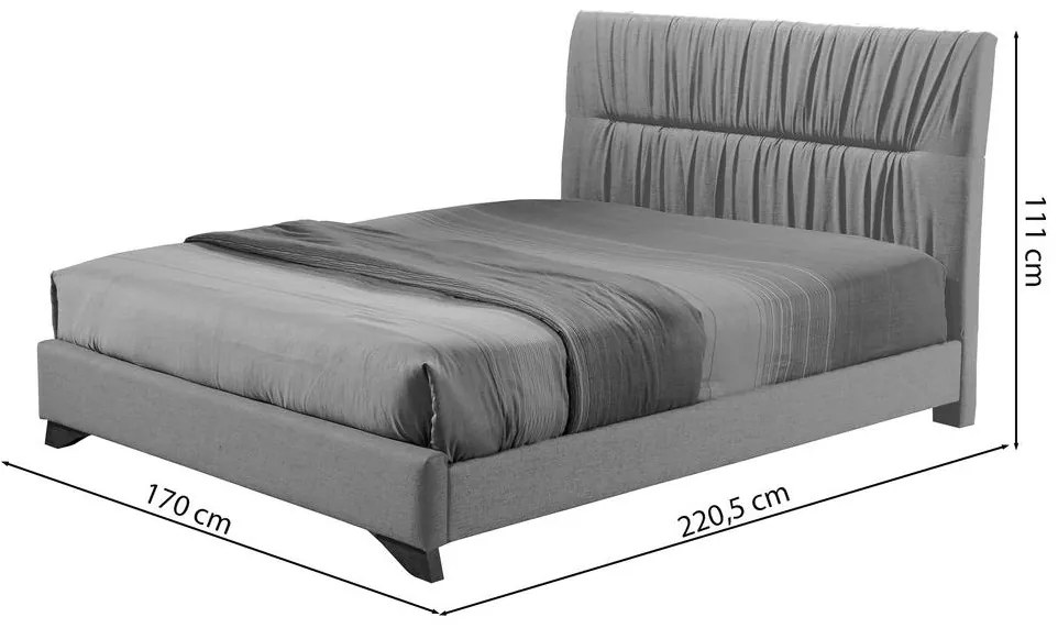 Pat matrimonial 160 cm Lania 160 (cu somieră) (gri). 1098721