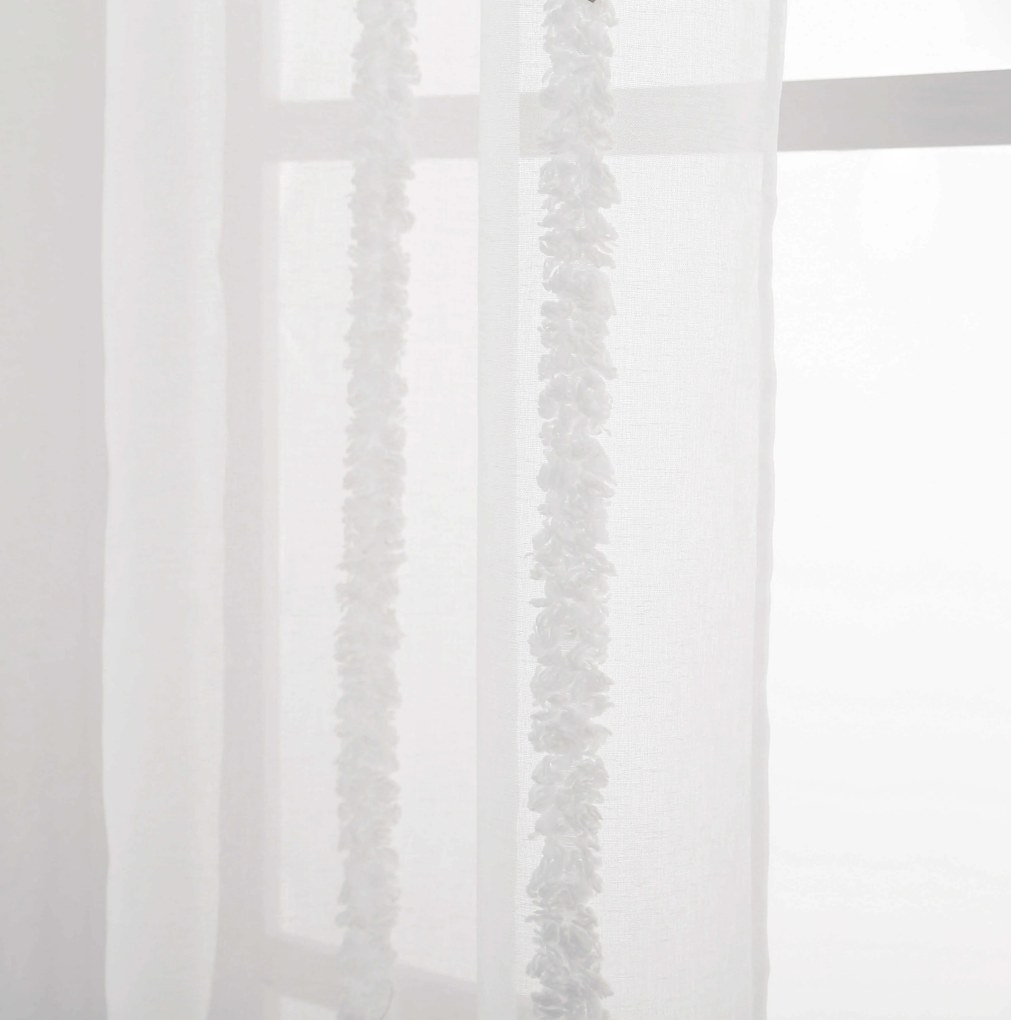 Draperie alba TASMA cu model 140x250 cm Agatat: Inele metalice