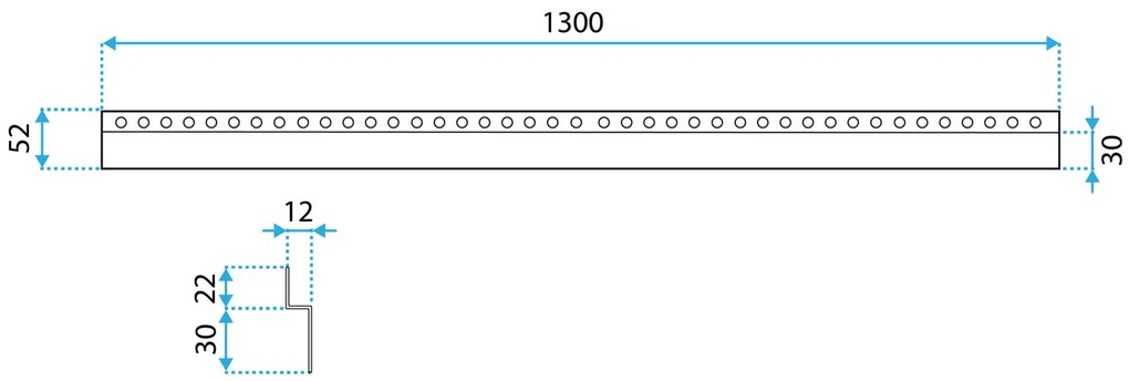 Banda frontala pentru cadita de dus 130cm crom periat