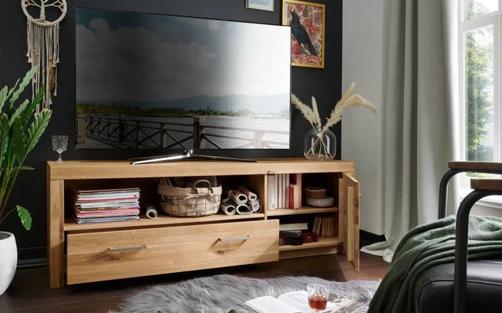 Comodă TV lemn masiv Toscana, 170,5 × 56 × 40 cm