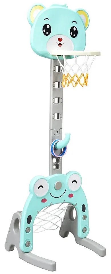 Panou de baschet 3 în 1 cu înălțime reglabilă și joc de aruncare inele, albastru