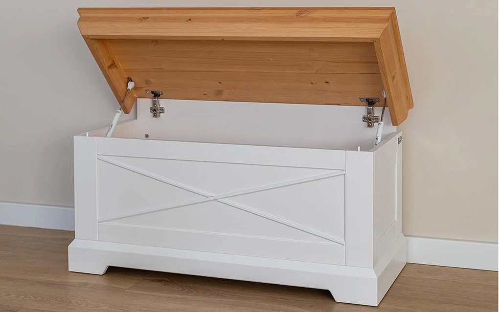 Băncuță lemn masiv cu Ladă Iris II, 95 × 42 × 50 cm