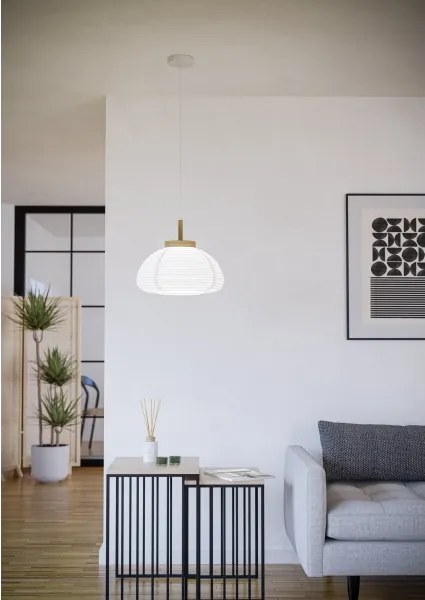 Eglo 44065 - Lustră suspendată cu cablu SUMMERHILL 1xE27/40W/230V Ø 55 cm alb/bej