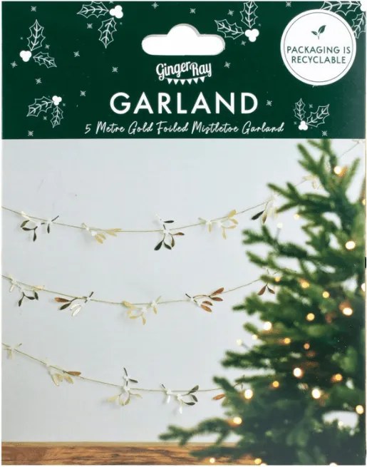 Ghirlanda de Craciun GOLD MISTLETOE 5 m, aurie