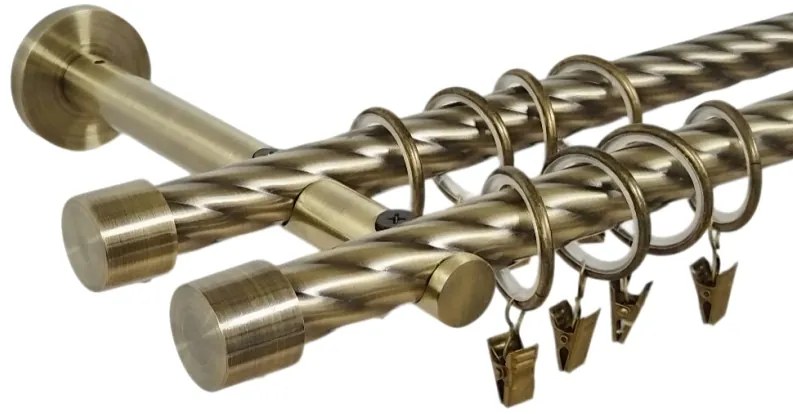 Galerie dubla twist prindere perete picior universal capacel 19/19 aur antic (Alege marime: 120 cm)