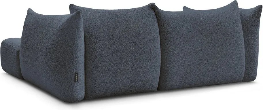 Colțar albastru închis cu tapițerie din țesătură bouclé (cu colț pe partea dreaptă/cu șezlong) Azra – Bobochic Paris