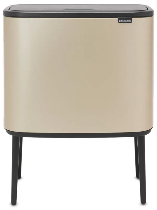 Copentru gunoi colectare selectivă Brabantia Bo Touch 1003216, 3x11 L, Deschidere lina si silentioasa, Deschidere mare, Auriu metalic