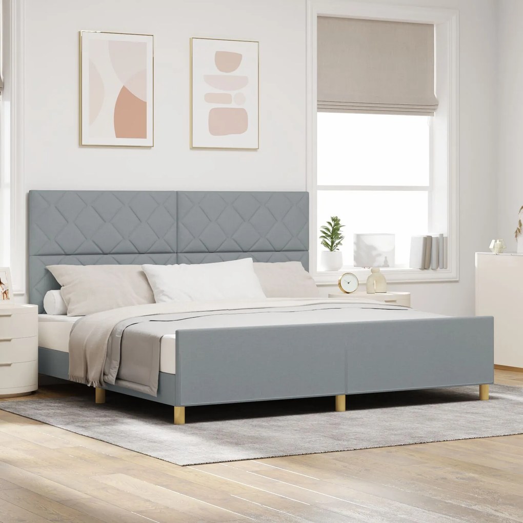 vidaXL Cadru de pat, gri deschis, 200x200 cm, textil