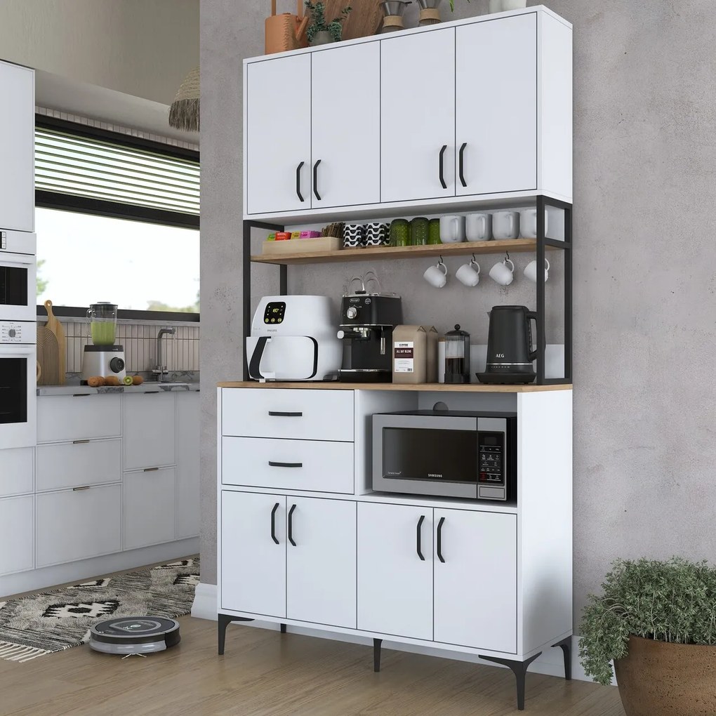 Dulap multifunctional, Hanah Home, JE180, 120x218.6x40 cm, Nuc/Alb