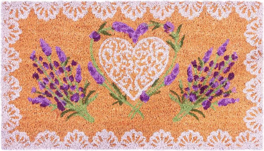 Covoraș din cocos Lavender Heart, 40 x 70 cm