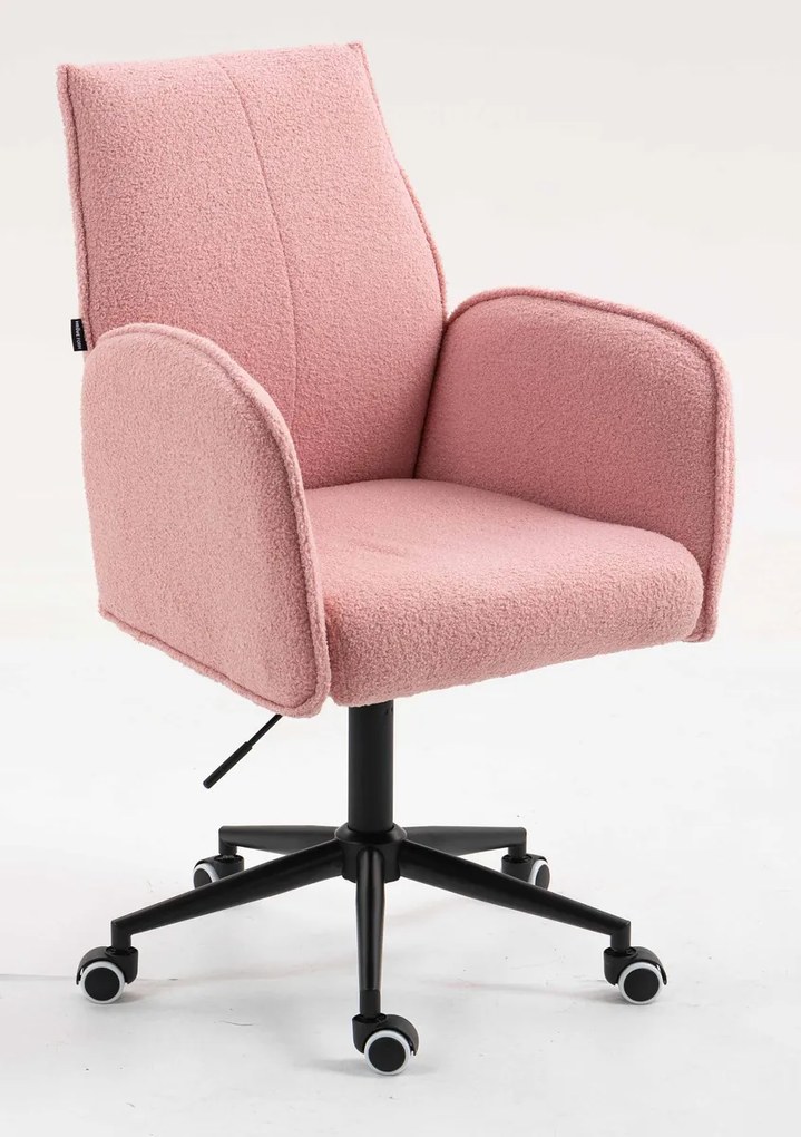 HR280K Scaun Roz Pudra Boucle cu Bază Neagră