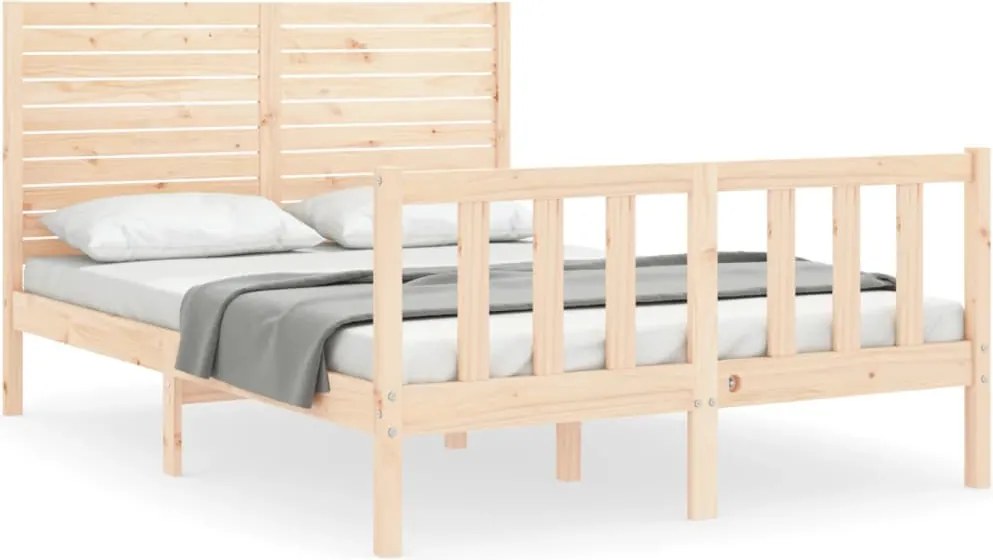 vidaXL Cadru de pat fără saltea, 140x200 cm, lemn masiv pin