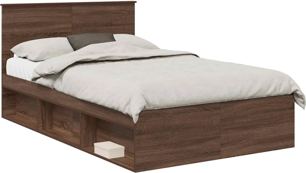 vidaXL Cadru de pat Stejar închis 120 x 190 cm Lemn compozit